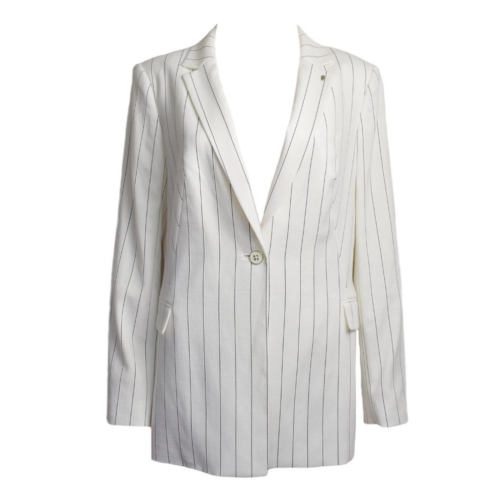 Tommy Hilfiger Women’s Blazer Ivory Striped Suit Jacket Size 16 NEW - Picture 2 of 6